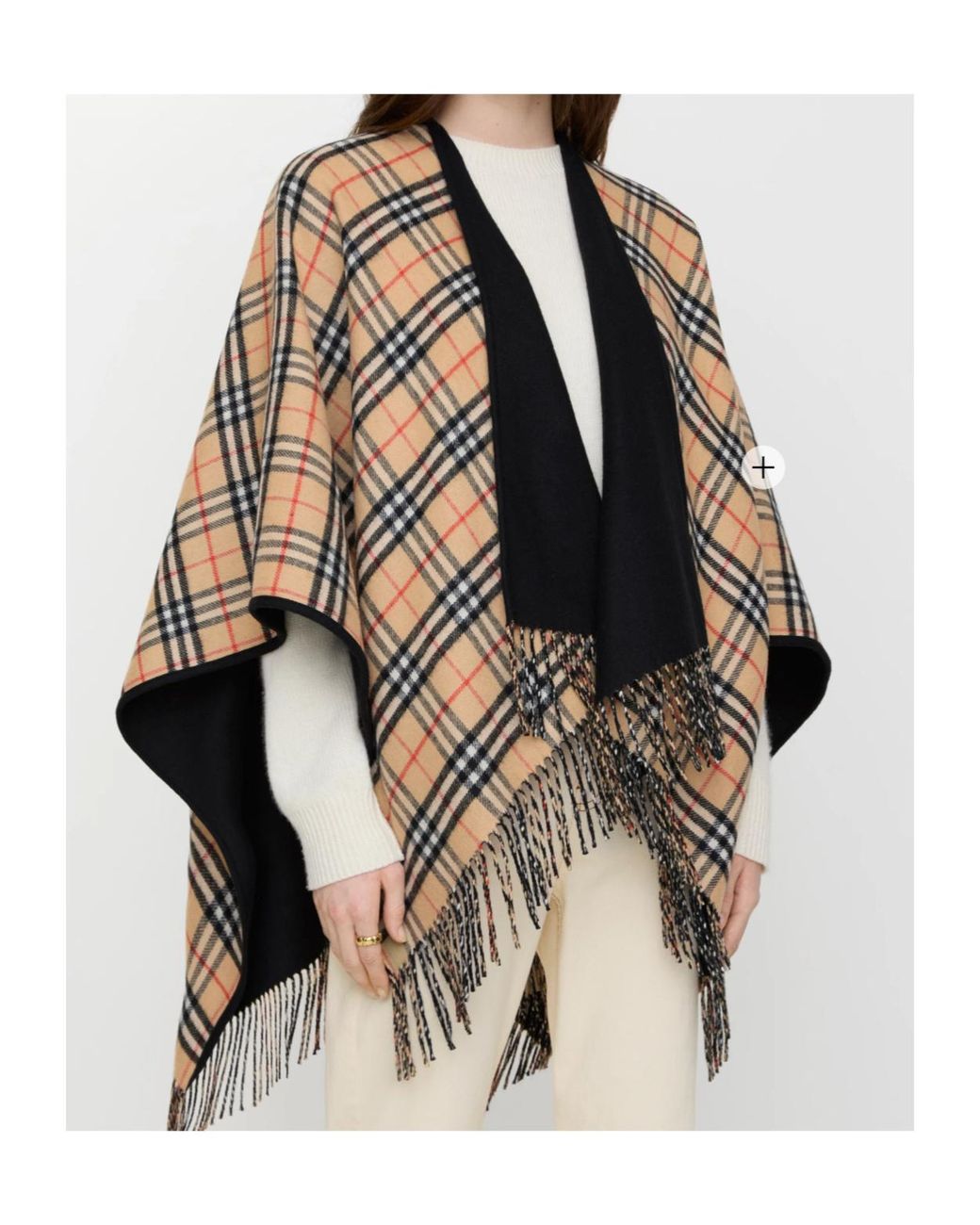 Burberry Black Fringed Reversible Shawl