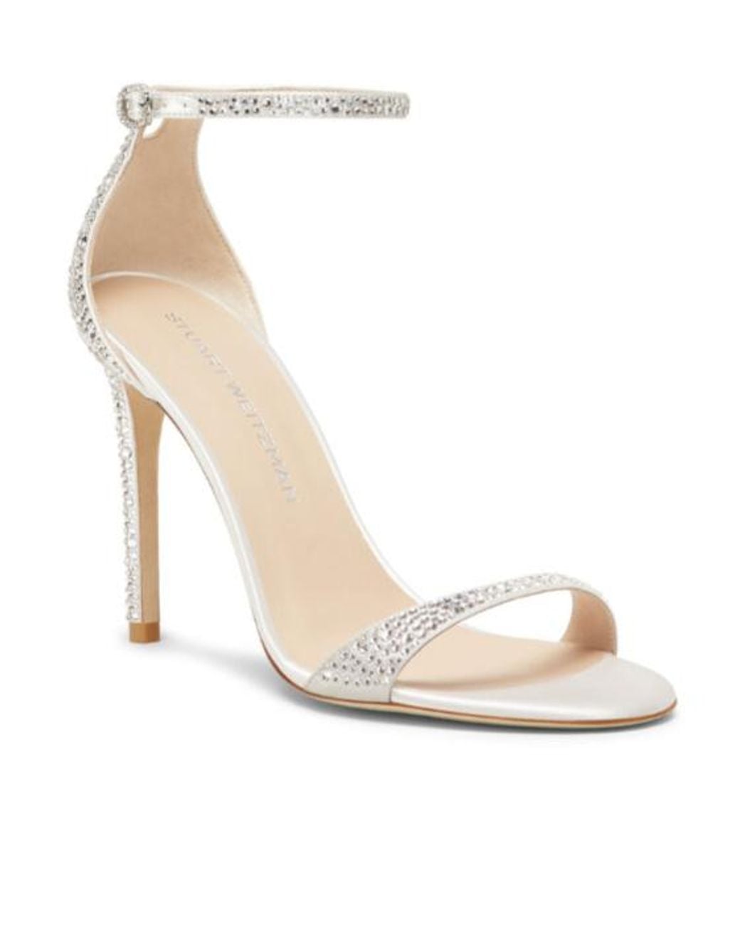 Stuart Weitzman White Round-Headed High-Heeled Sandals