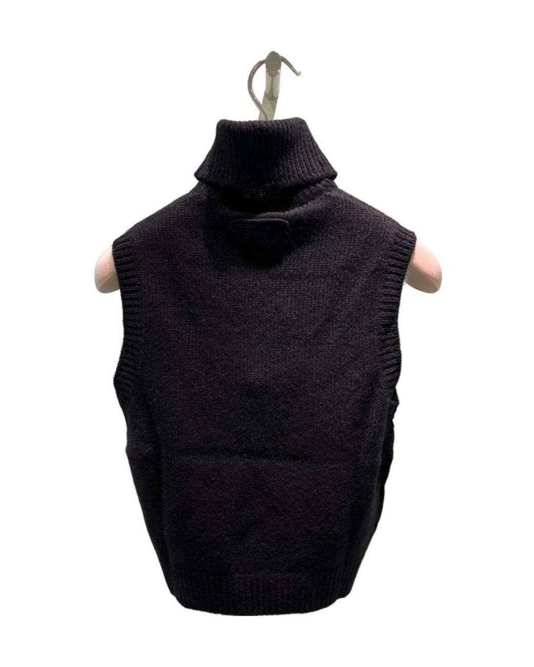 Prada Black Roll-Neck Sleeveless Knitted Vest