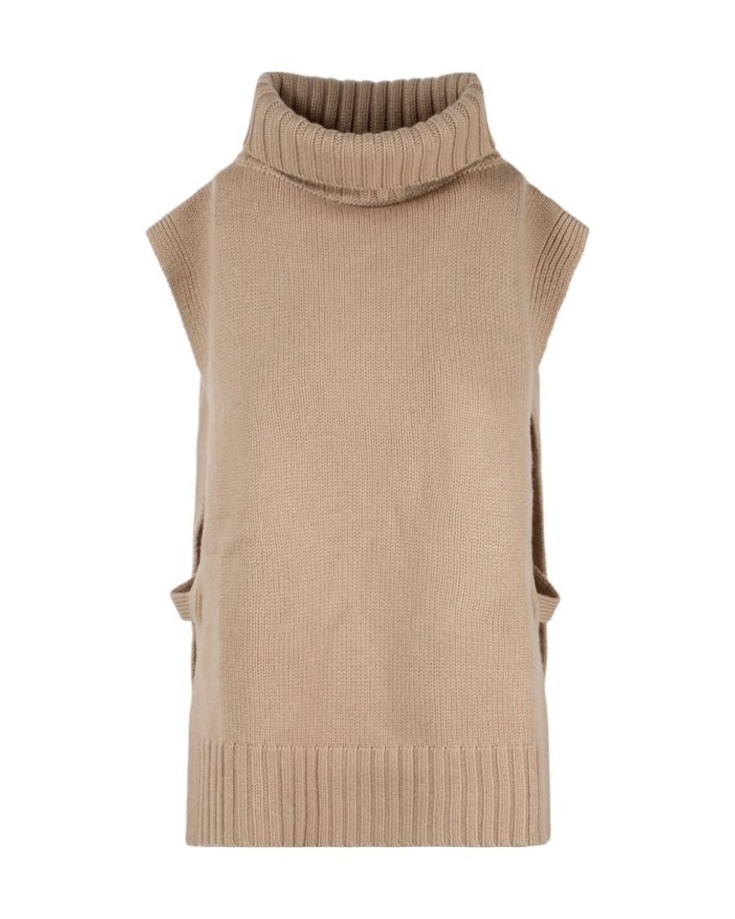 Vince Natural Roll-Neck Sleeveless Jumper