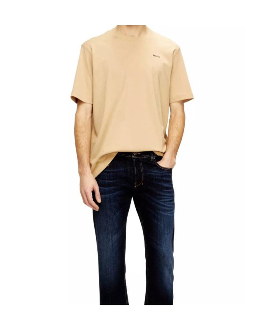 DIESEL Natural T-Adjust-Met Logo Lettering Crewneck T-Shirt for men