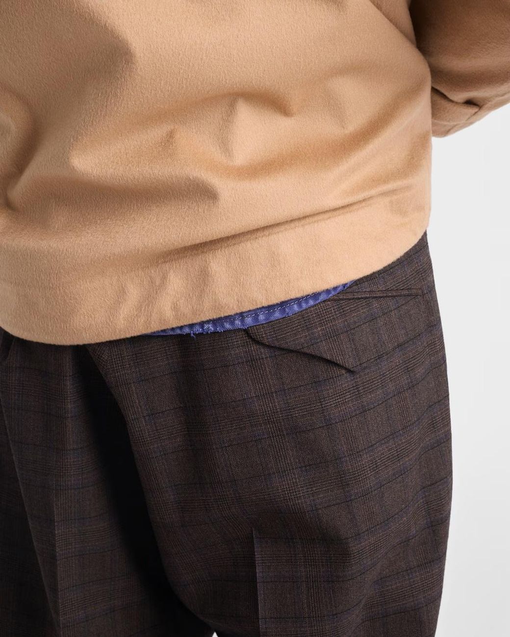 Prada Gray Pleated Checked Trousers for men