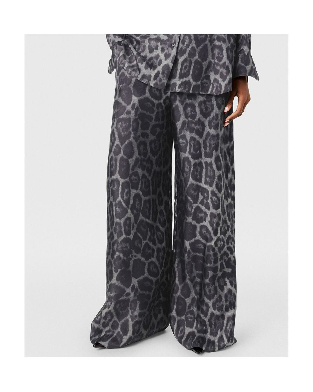 Stella McCartney Gray Oversized Drawstring Leopard Print Trousers