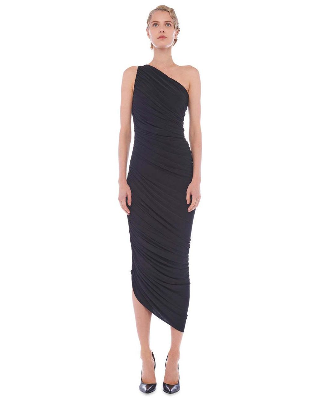 Norma Kamali Black Fitted One-Shoulder Dress