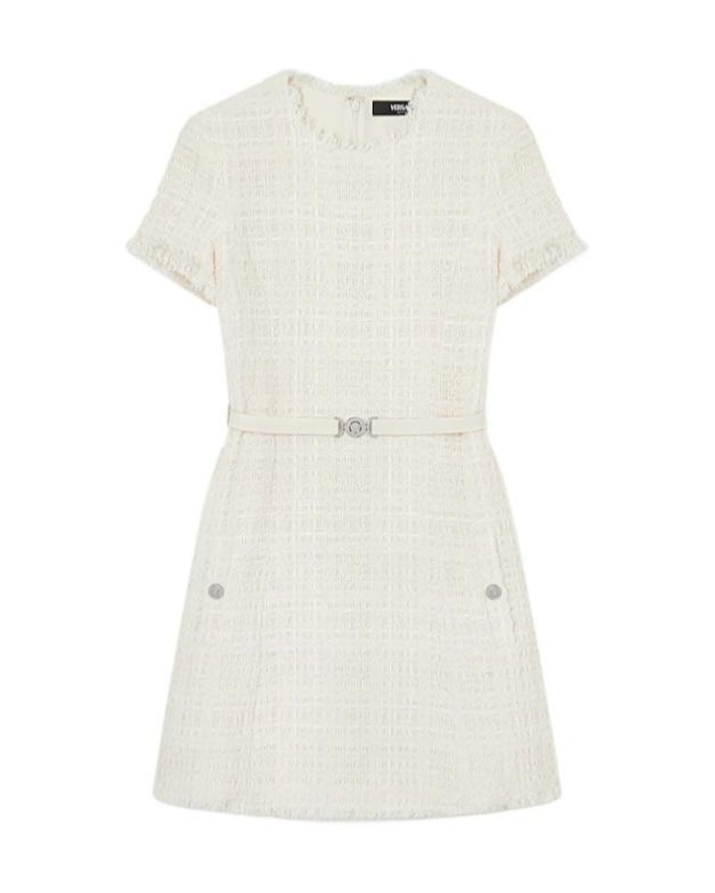 Versace White Tweed Mini Dress