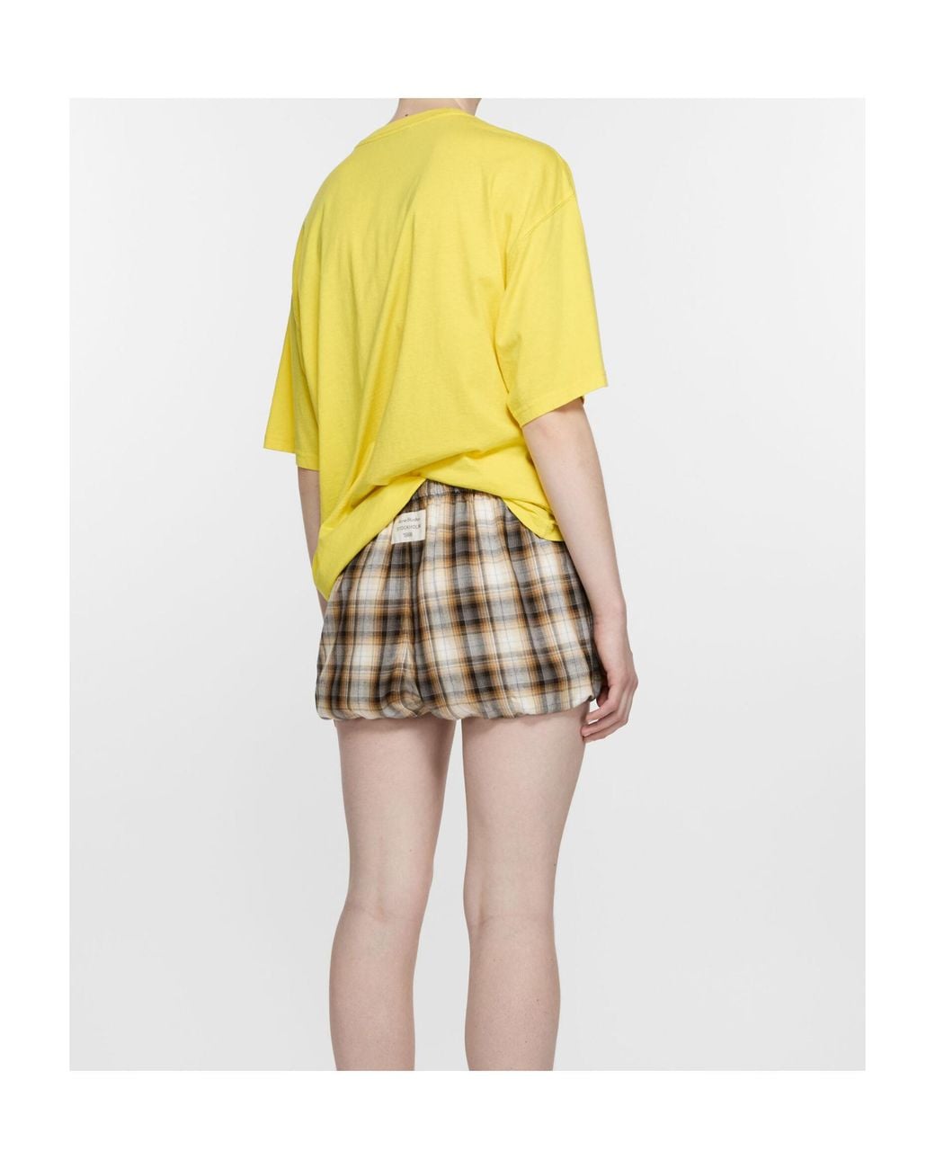 Acne Yellow Check Shorts