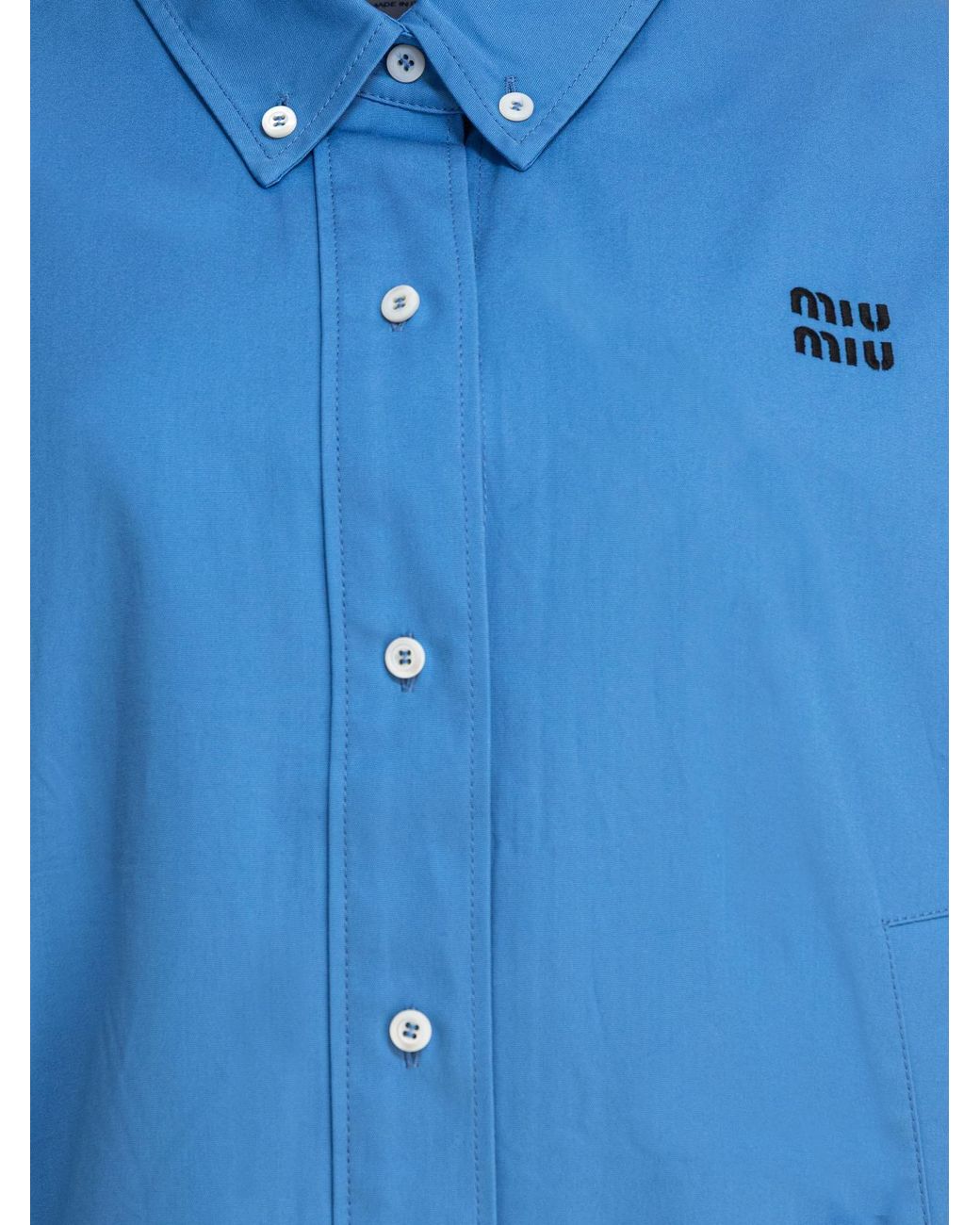 Miu Miu Blue Logo-Embroidered Shirt Jacket