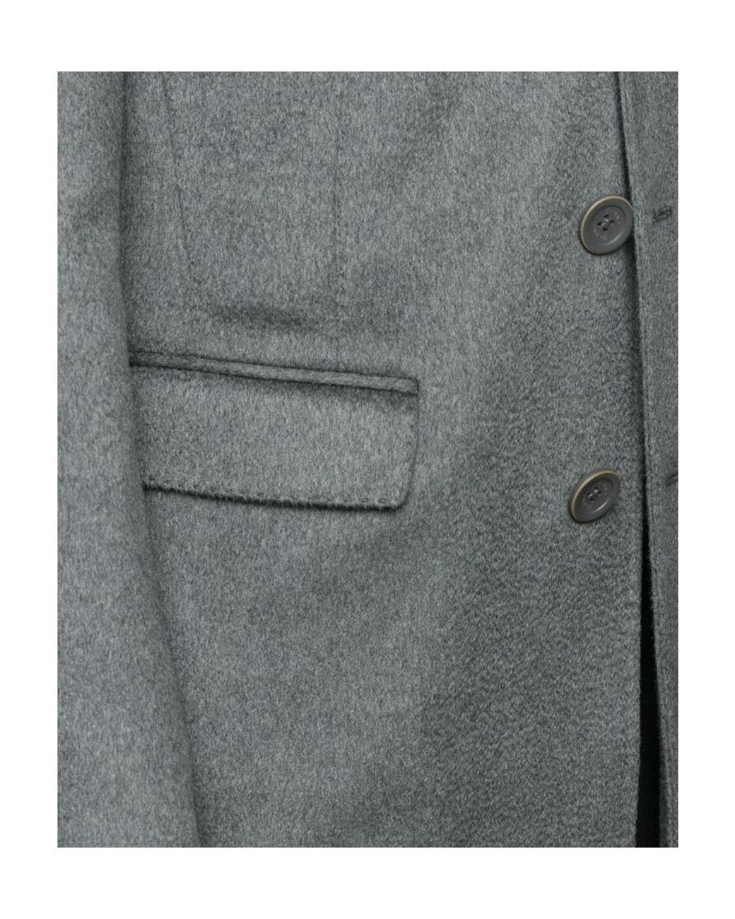 Herno Gray Single-Breasted Layered Coat for men