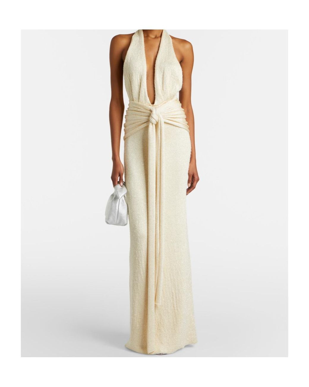 AYA MUSE White Sereia Sequined Halterneck Gown