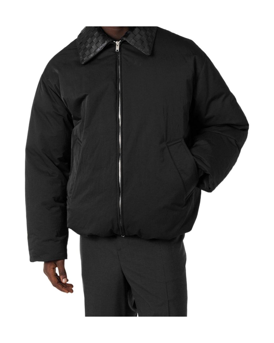 Bottega Veneta Black Tech Hip Length Long Sleeve Medium Puffer Jacket for men