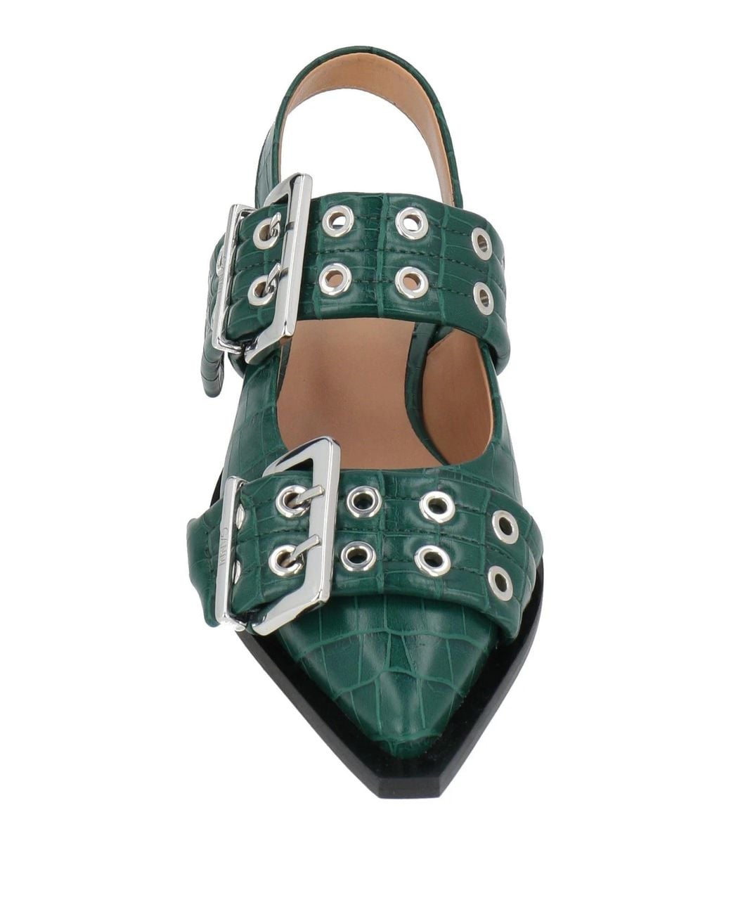 Ganni Green Slingback Ballet Flats