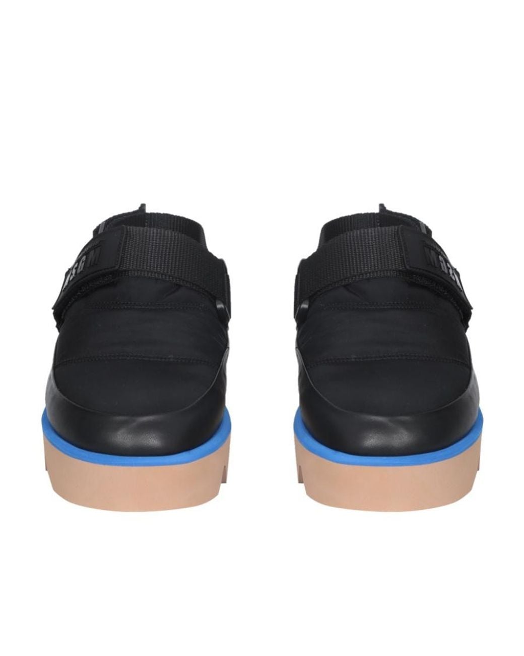 MSGM Blue Logo Embossed Open Back Sandals