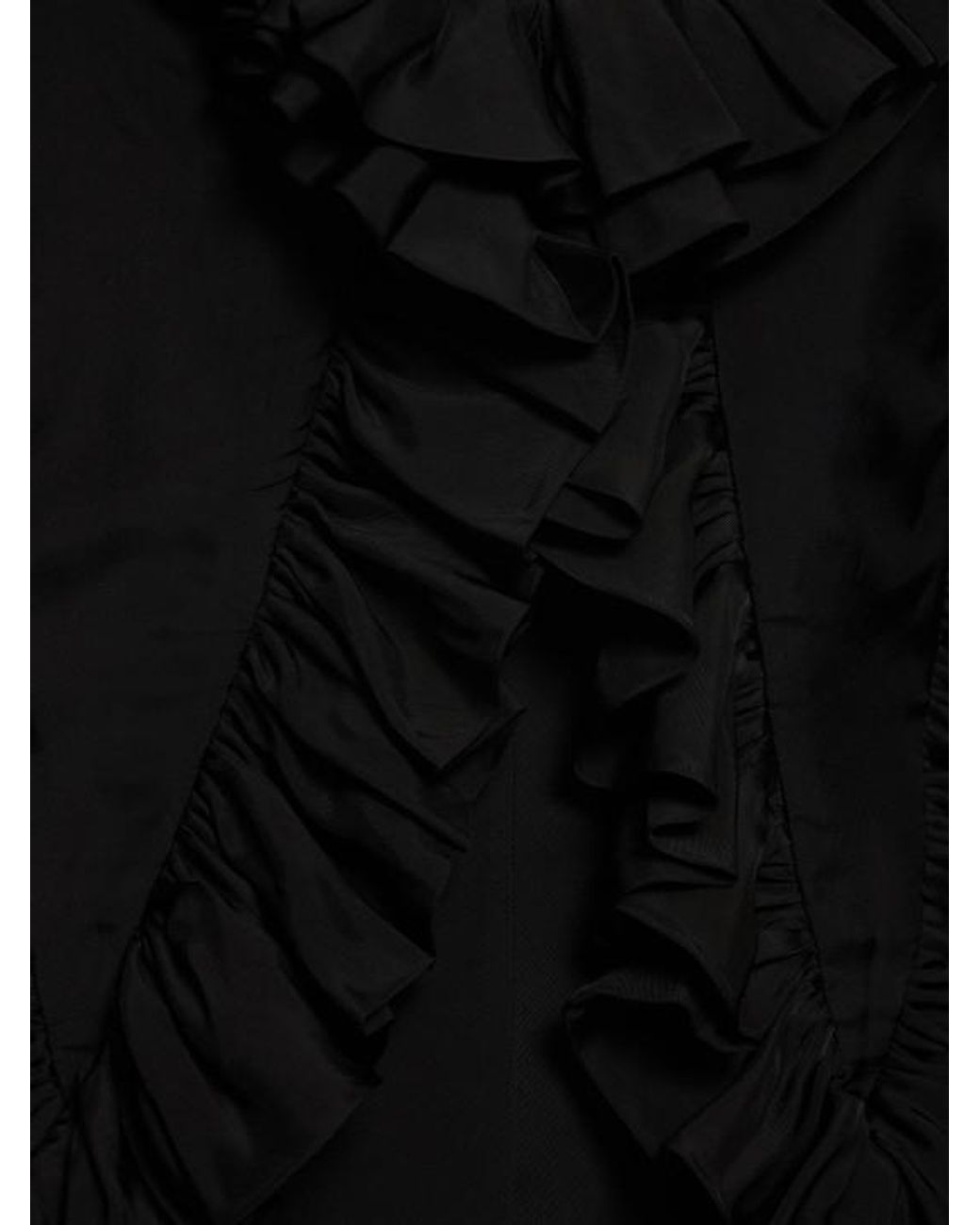Jil Sander Black Washed Satin Frill Midi Dress
