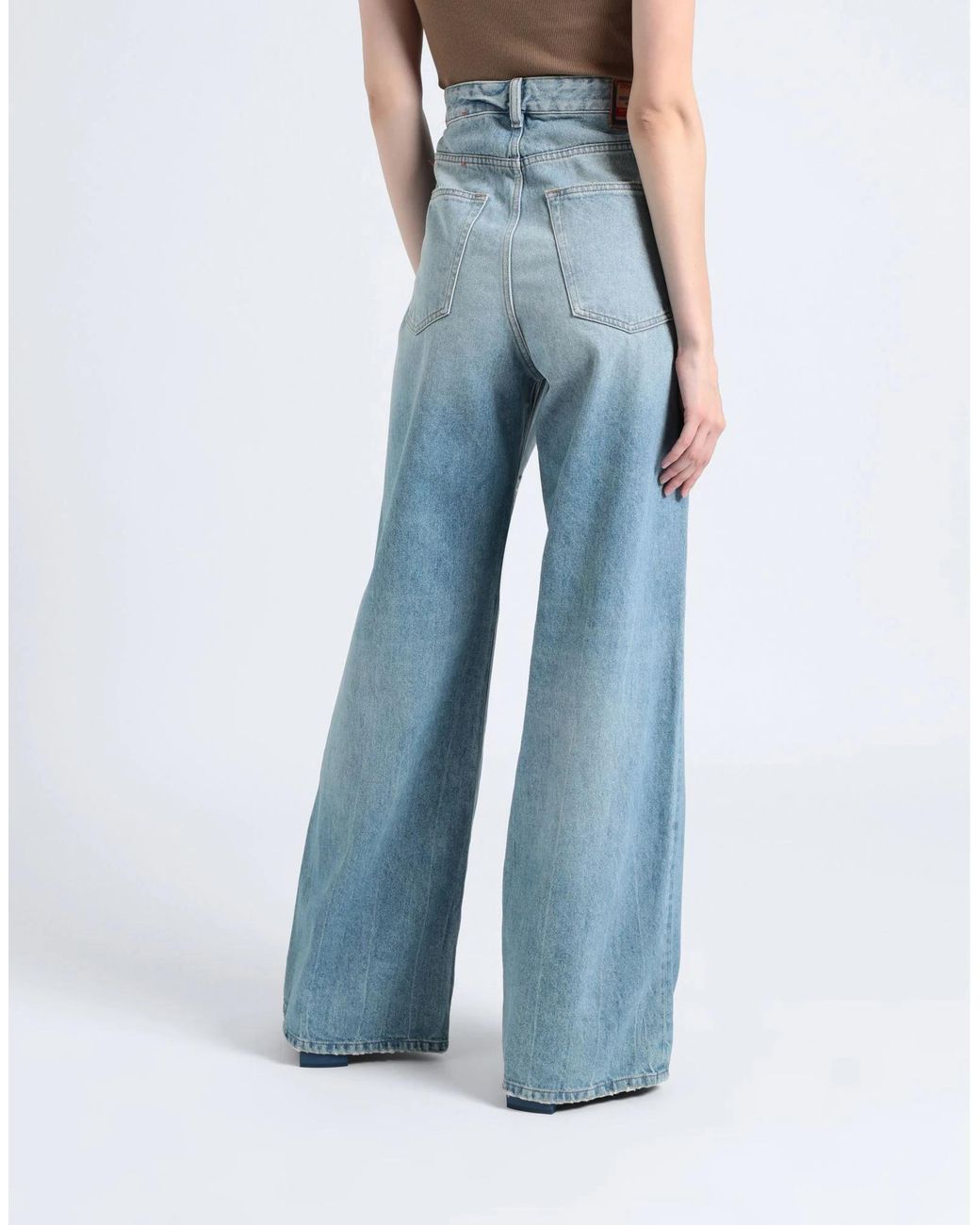 DIESEL Blue Comfortable Stylish Washed Ripped Mid-Rise Straight-Leg Jeans