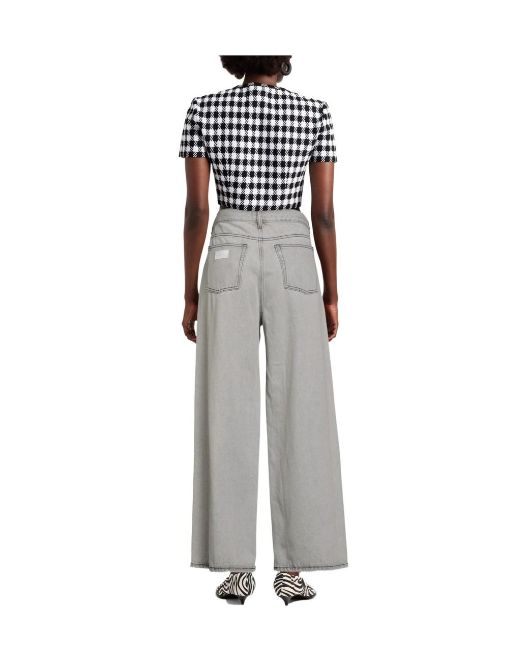 Ganni Gray High-Waisted Wide-Leg Jeans