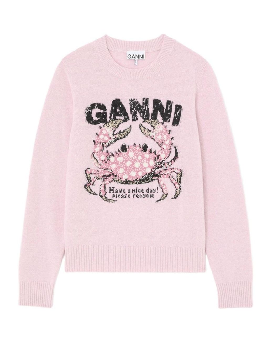 Ganni Pink Crab Graphic Knitted Jumper