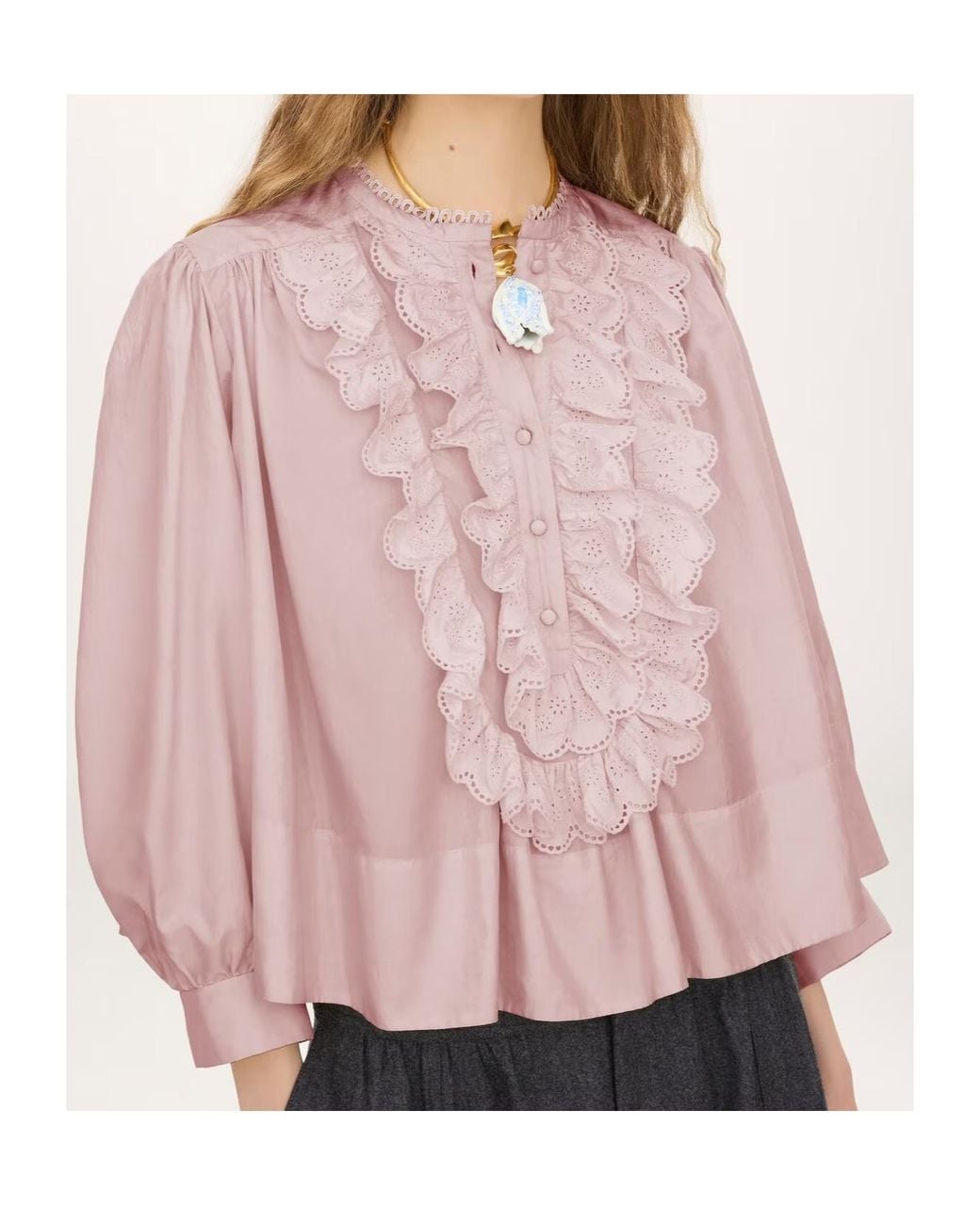 Chloé Pink Chloé Gathered Ruffle Top