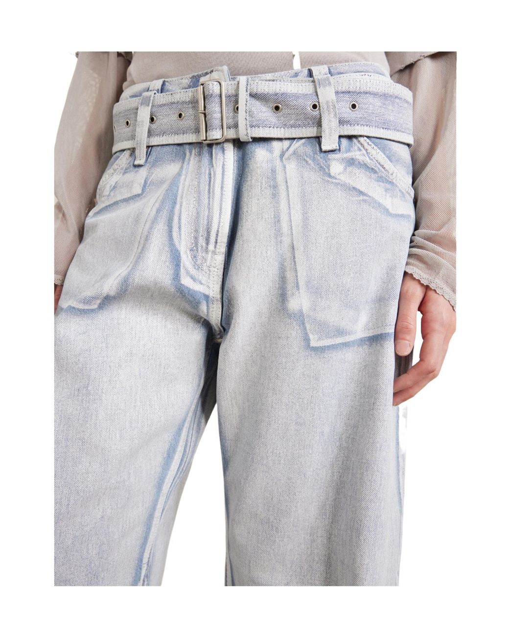 Acne Blue Belted Tapered Leg Jeans