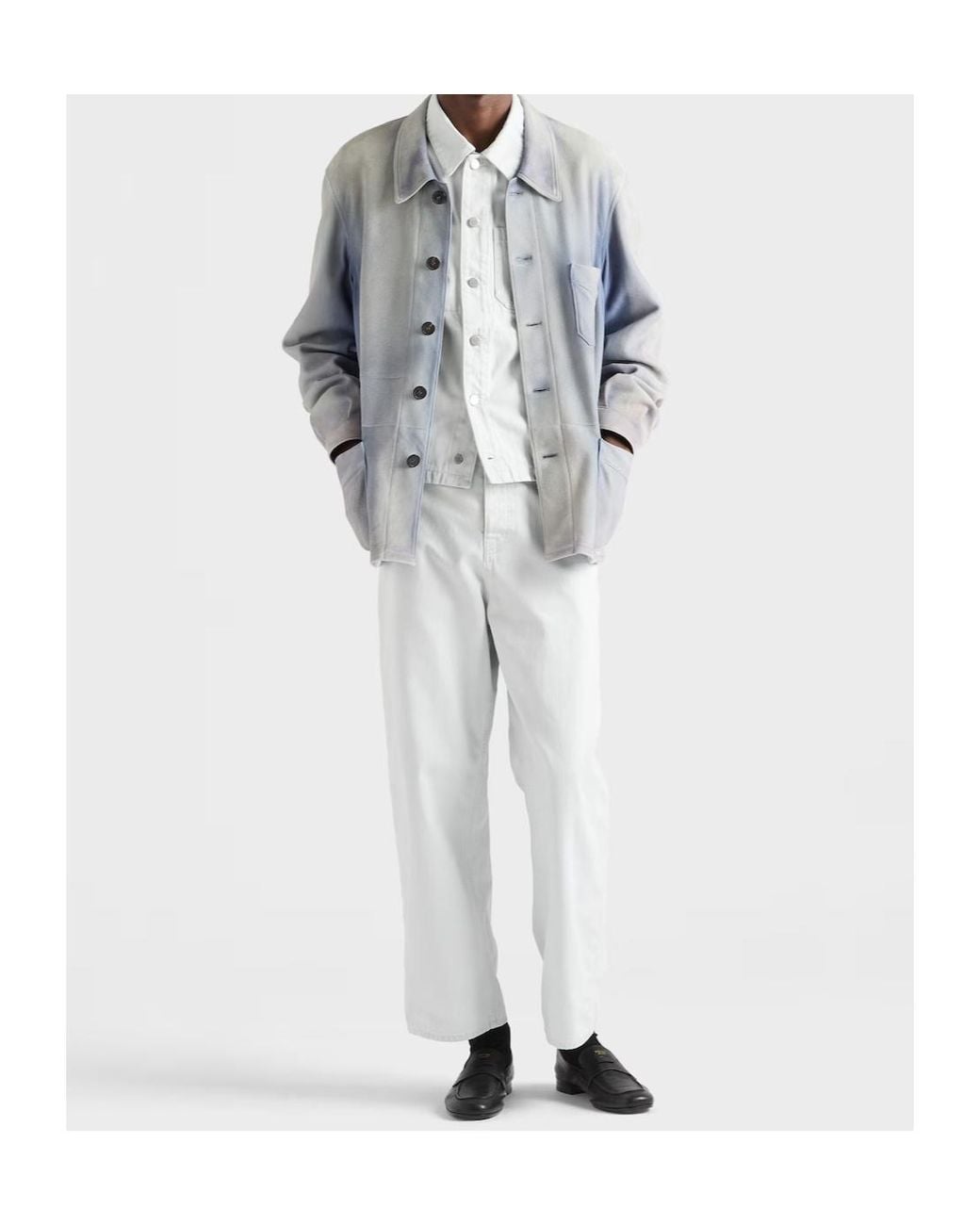 Prada Gray Suede Caban Jacket for men