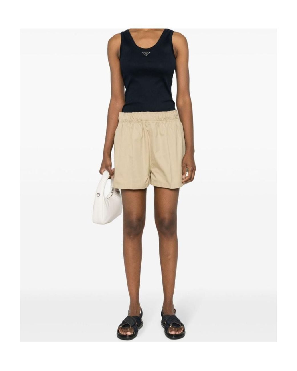 Prada Blue Logo Plaque Sleeveless Tank Top