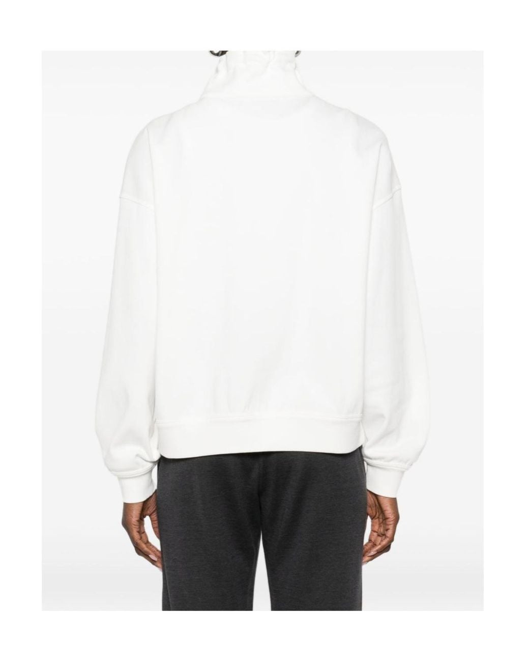 Brunello Cucinelli White Quater-Zip Detailed Sweatshirt