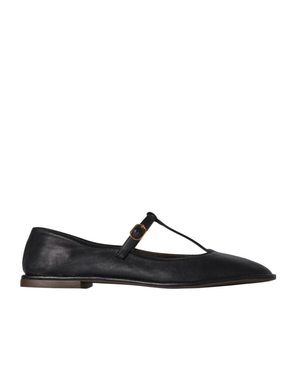 The Row Square T-Strap Flat Shoes in Black | Lyst