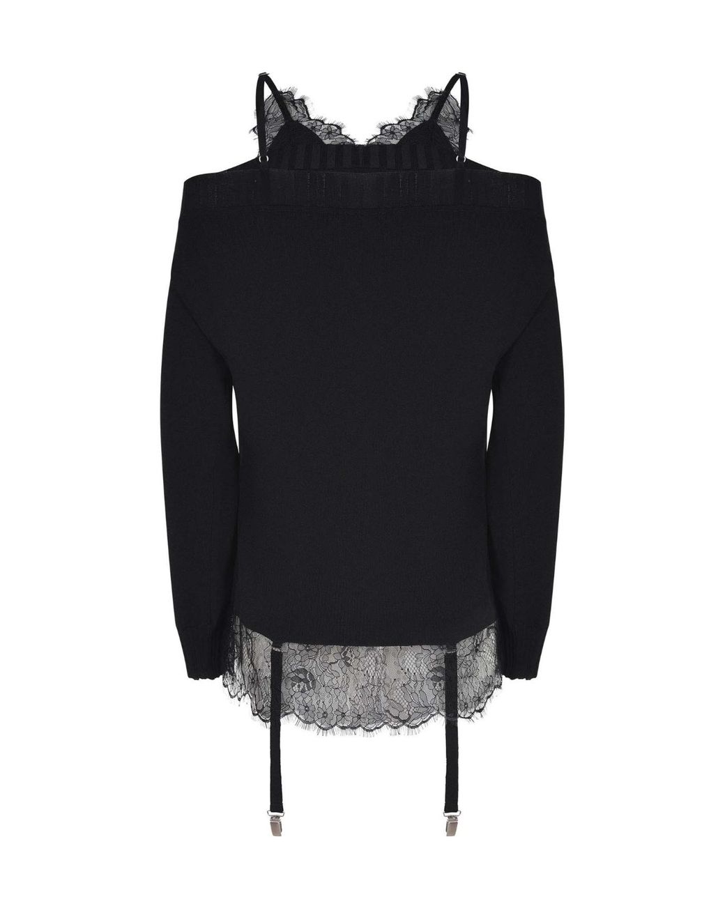 GIUSEPPE DI MORABITO Black Lace-Trim Knitted Dress