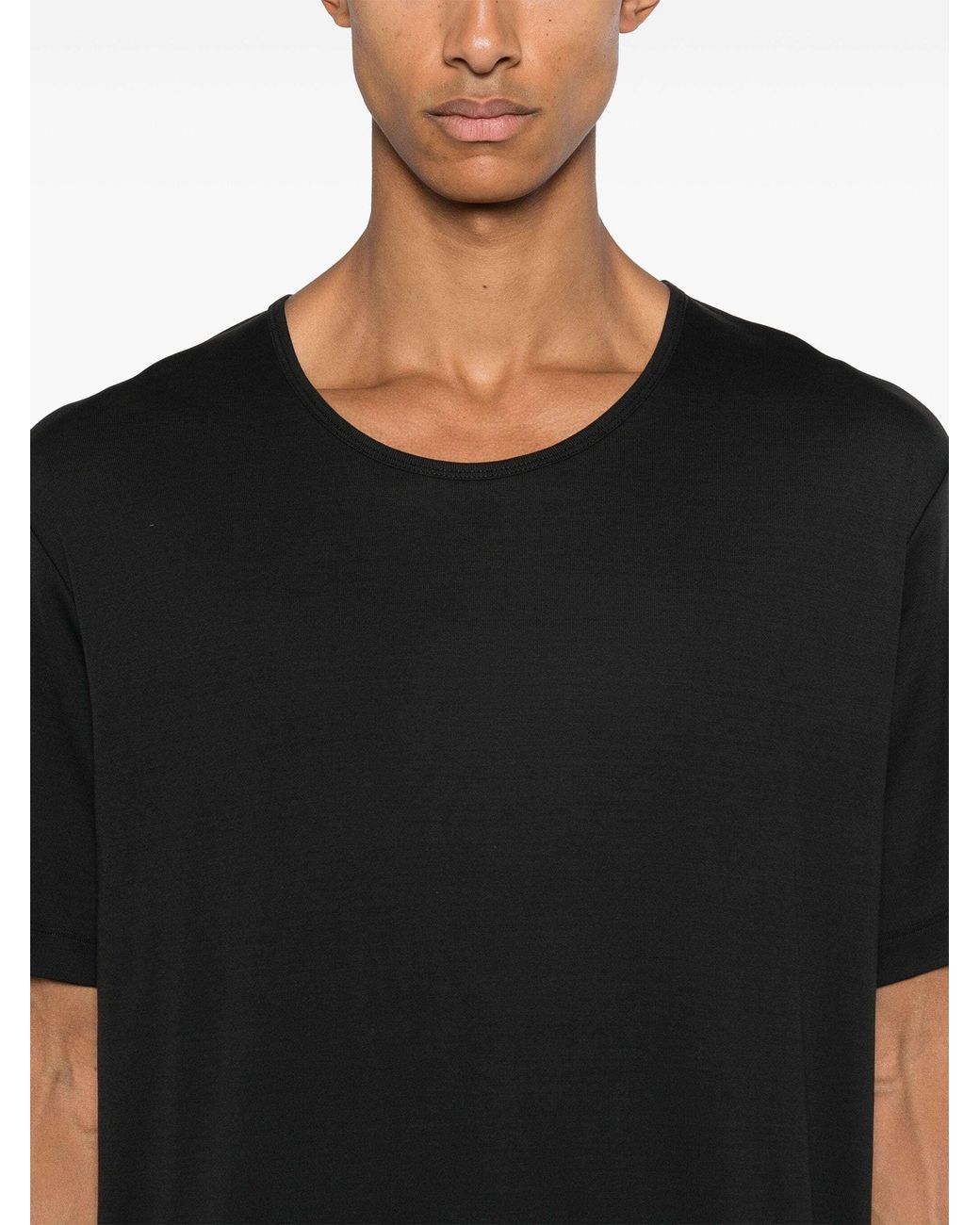 Lemaire Black Crewneck Straight Hem T-Shirt for men