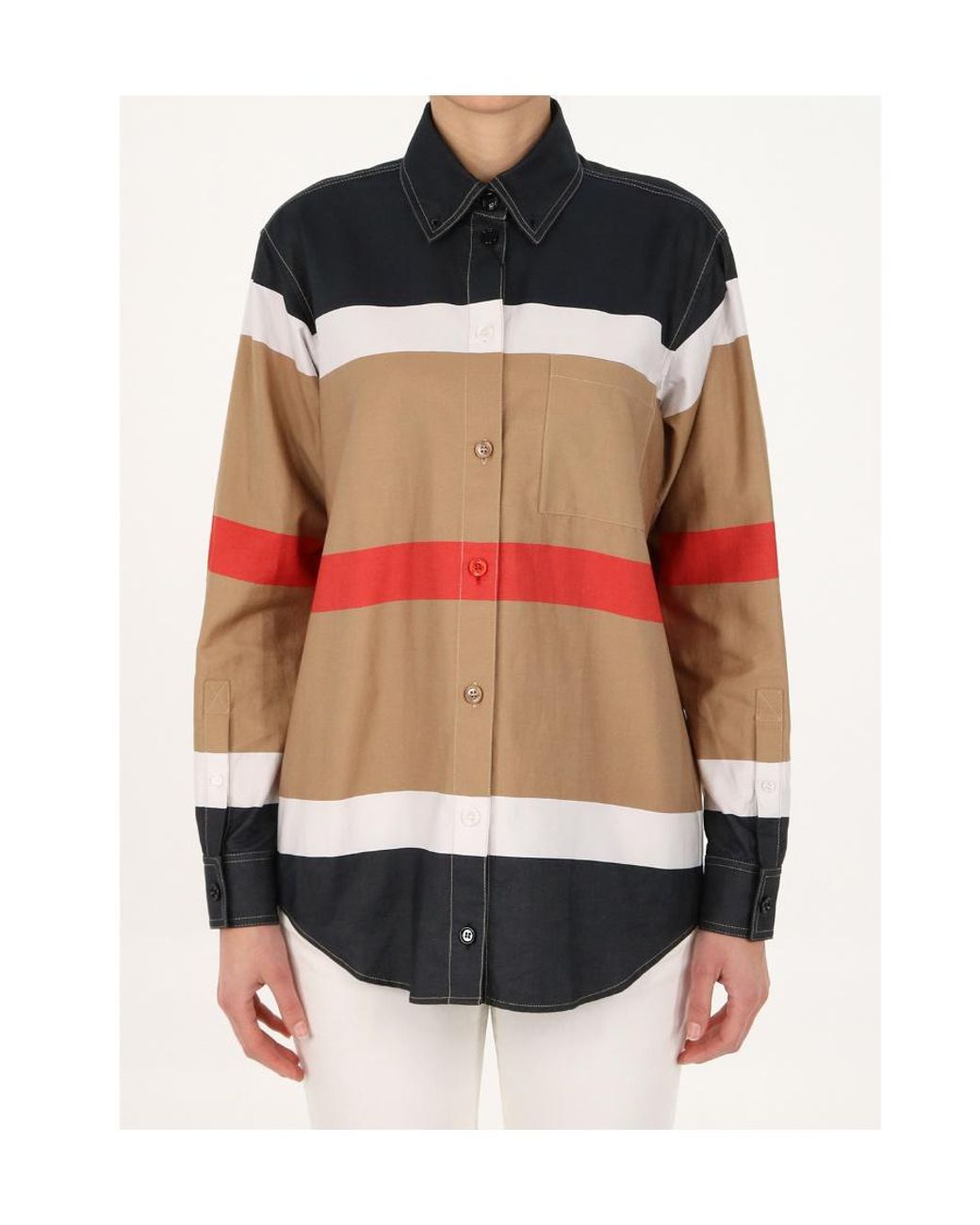 Burberry Black Stripe Pattern Button-Up Shirt
