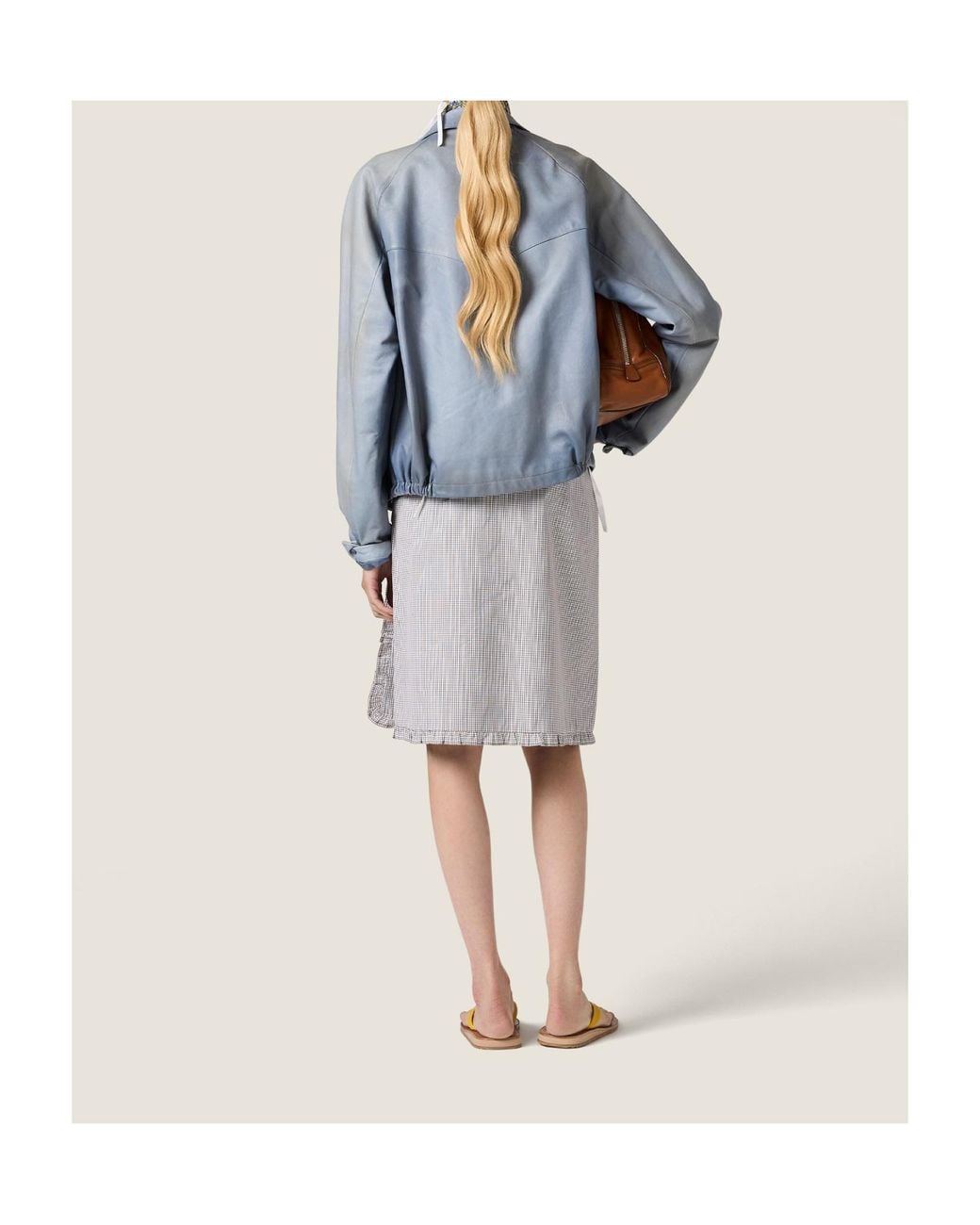 Miu Miu Blue Nappa Leather Jacket