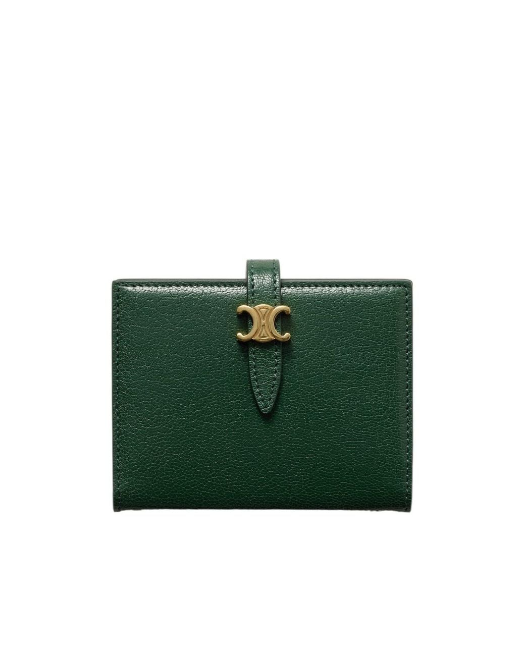 Céline Green Bi-Fold Card Holder Triomphe Pontet