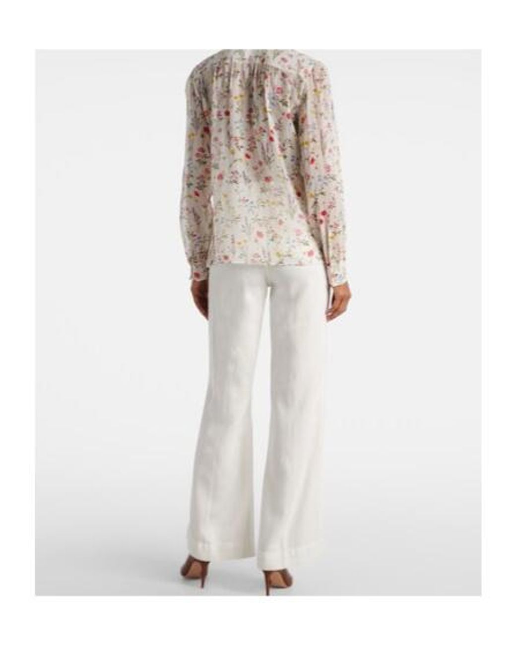 Giambattista Valli White Floral Silk Blouse
