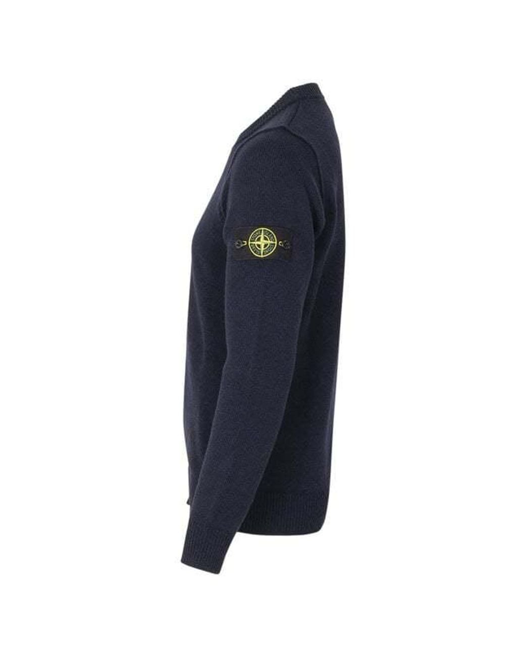 Stone Island Blue Logo Patch Crewneck Jumper for men