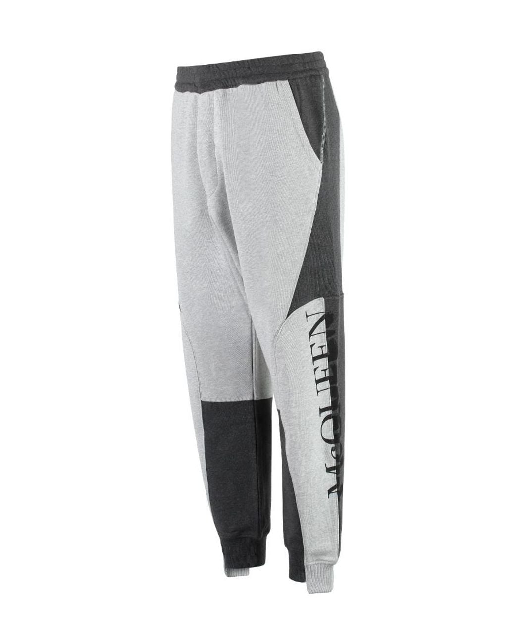 McQueen Gray Logo Printed Colourblock Track Pants for men