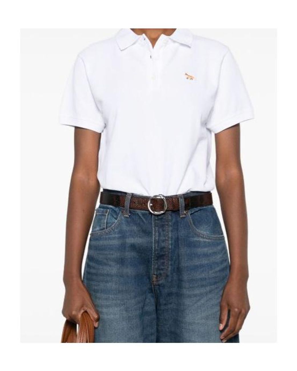 Maison Kitsuné White Maison Kitsuné Short Sleeve Fox-Embroidered Polo Shirt