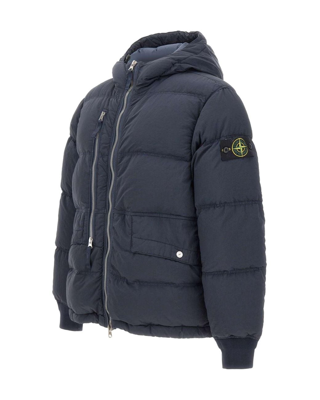 Stone Island Blue Logo Patch Zipped Jacket for men