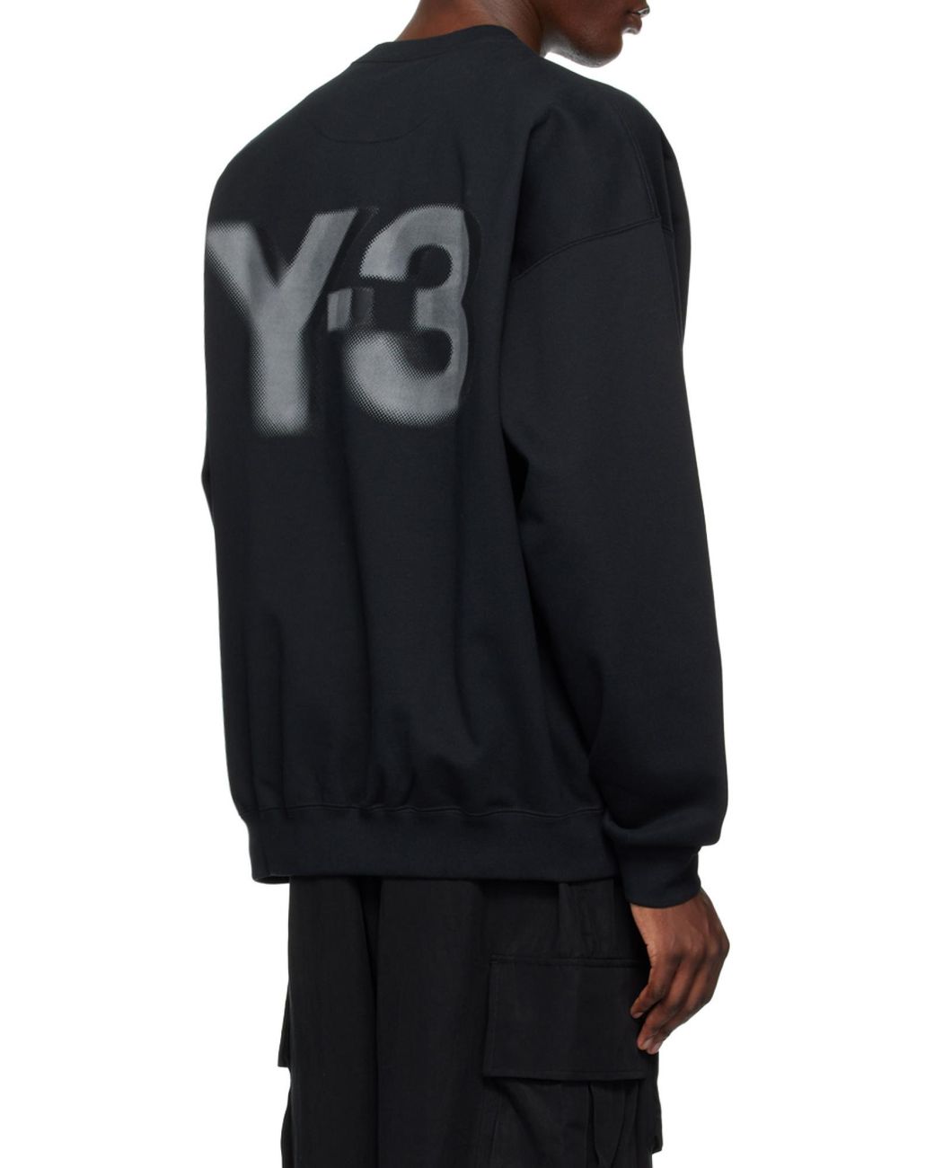 Y-3 Black Logo Printed Crewneck Sweatshirt for men