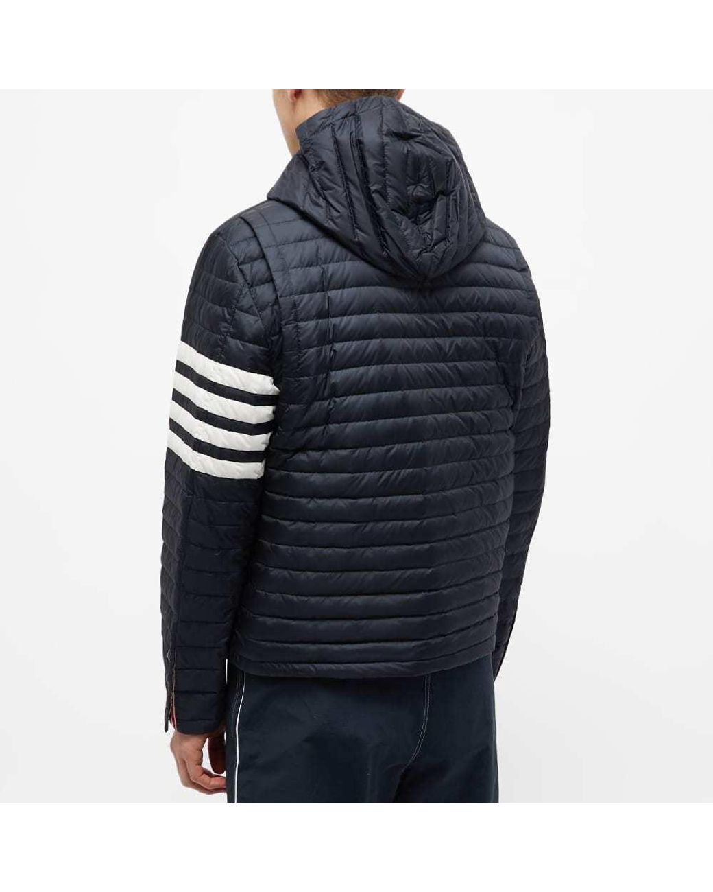 Thom Browne Blue Bar Stripe Padded Jacket for men