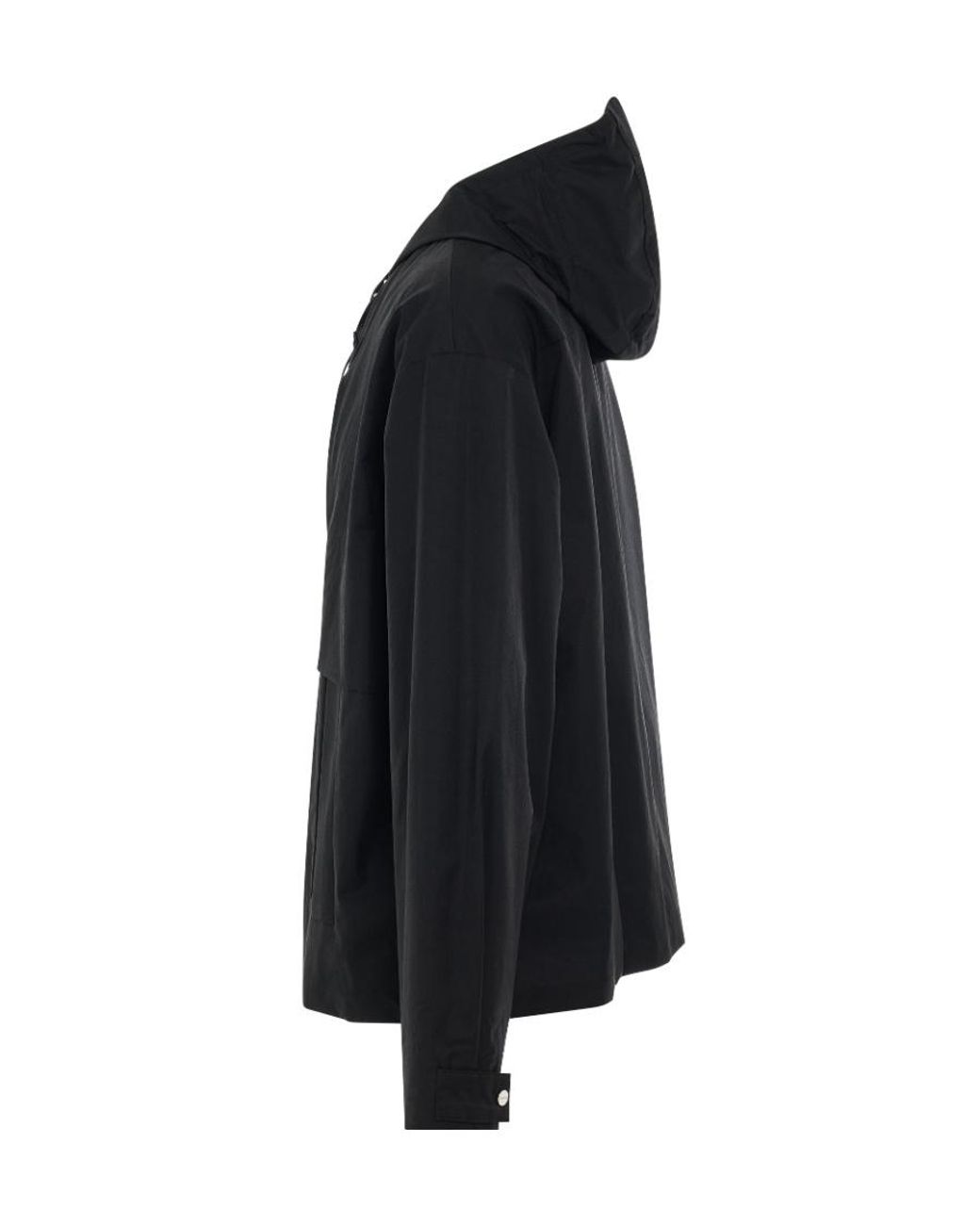 Wooyoungmi Black Logo-Plaque Hooded Jacket