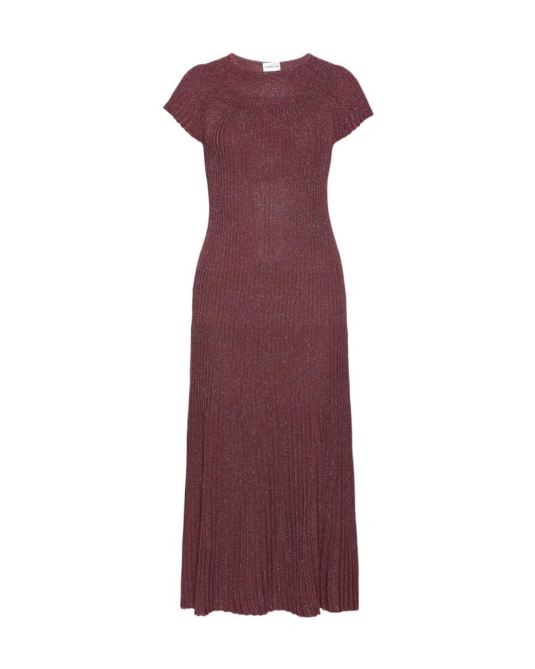 Marella Purple Lurex-Detail Knit Dress