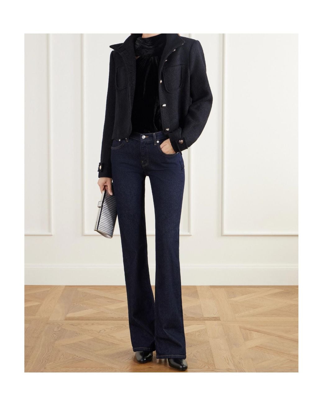 Jonathan Simkhai Black Scarlett Velvet Top