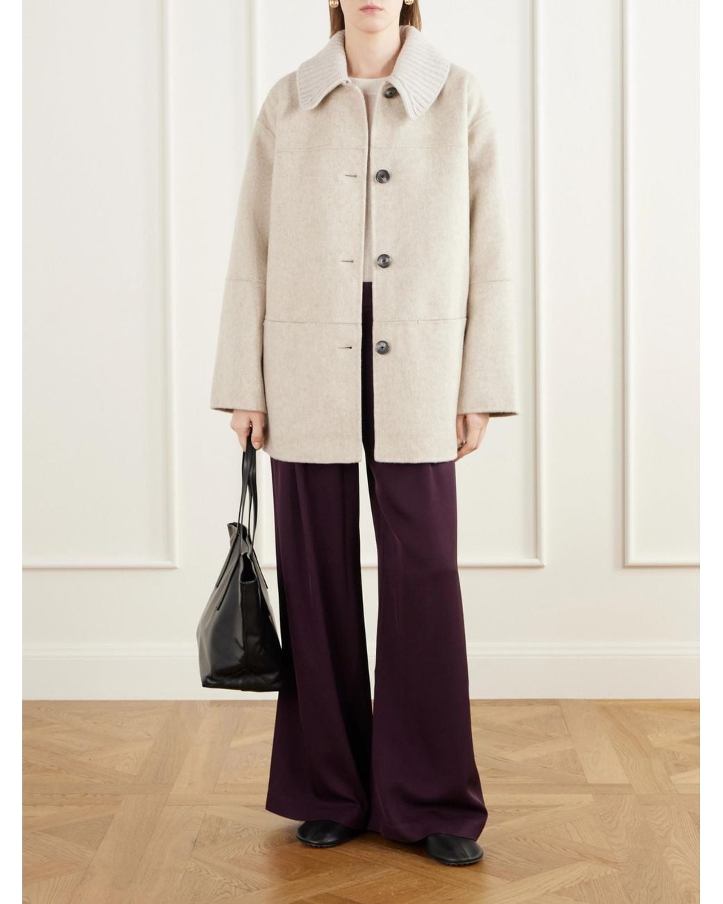 Proenza Schouler Natural Lisa Paneled Rib-Trimmed Wool-Blend Jacket