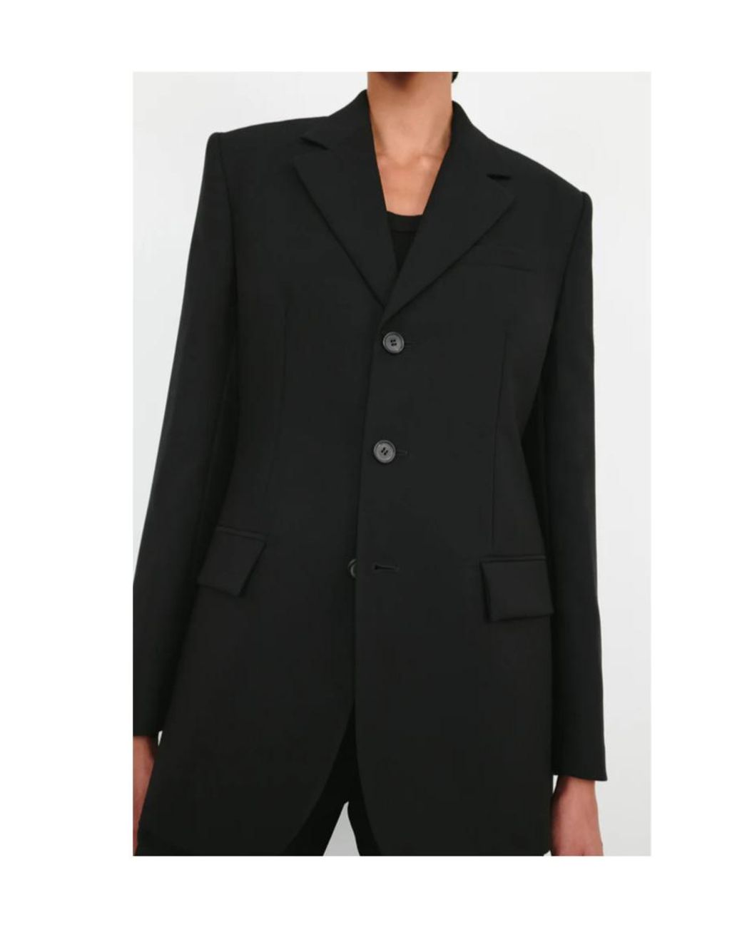 Wardrobe NYC Black Buttoned Notch-Lapel Blazer