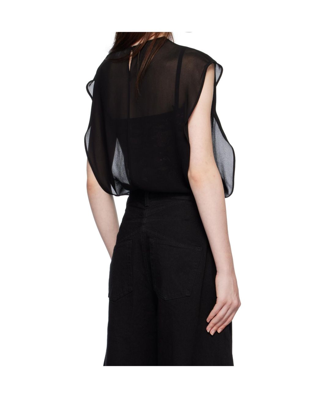 Alaïa Black Alaïa Georgette Bodysuit Top