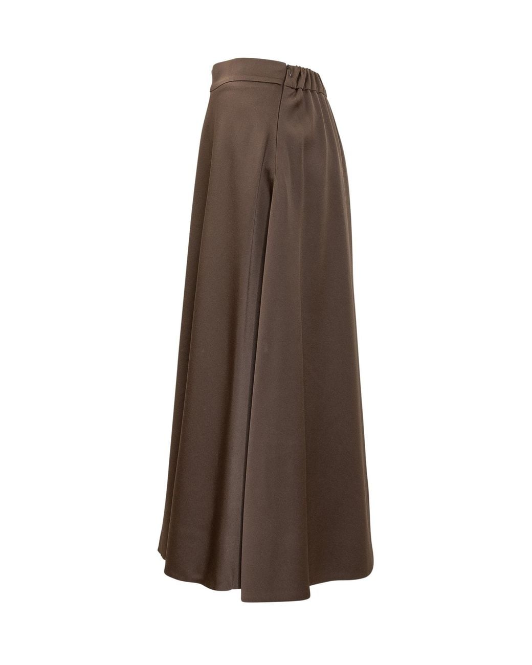 Brunello Cucinelli Brown Pleated Flared Skirt