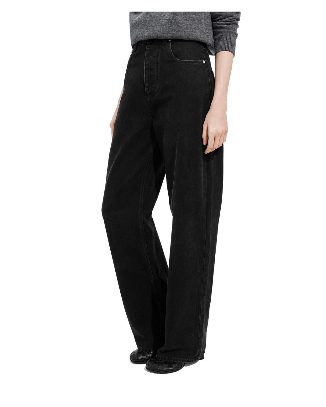 Bottega Veneta Black Faded Wide Leg Jeans