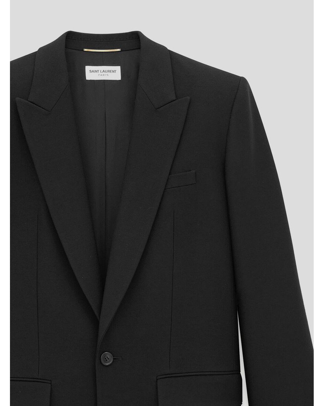 Saint Laurent Black Single-Breasted Long Jacket
