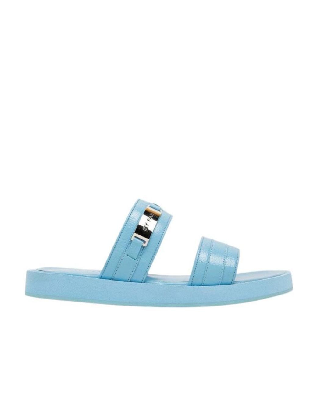 By Far Blue Grained Leather Sandals