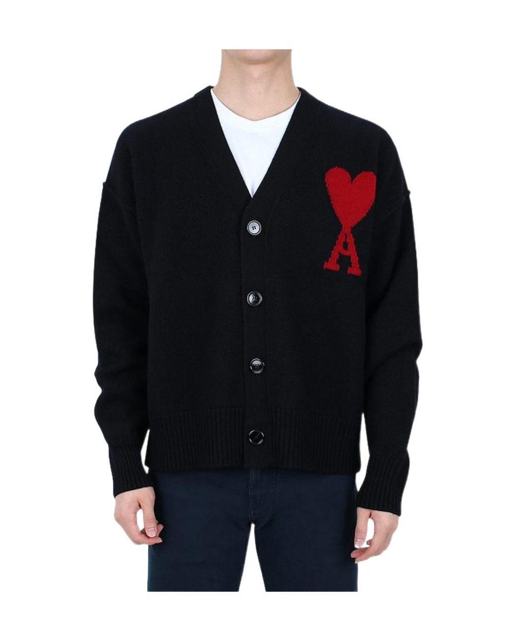 AMI Black Long-Sleeved Sweater for men