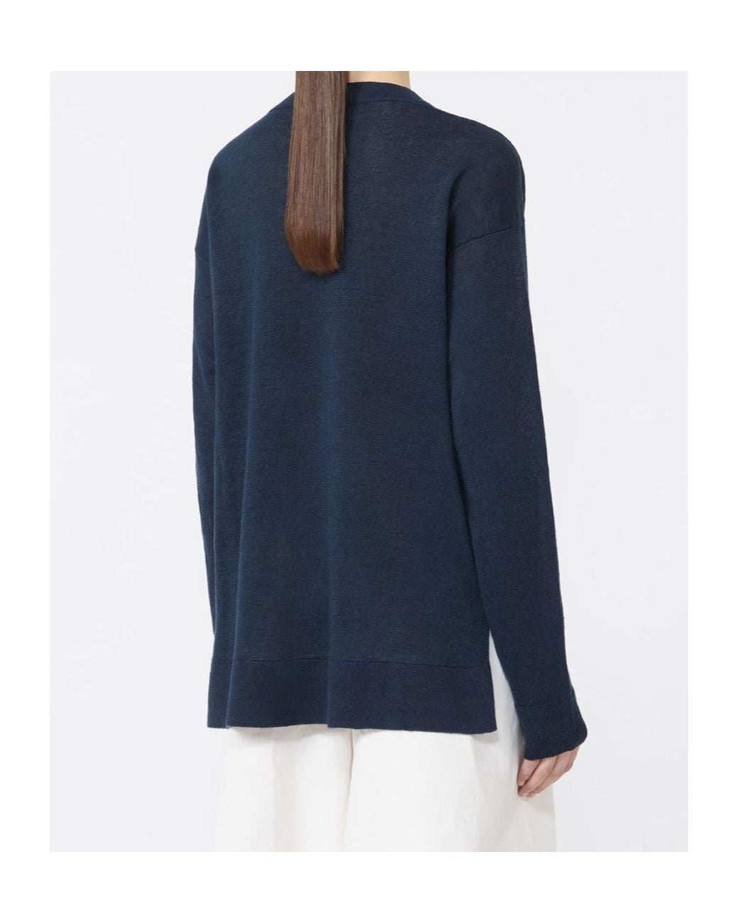 Max Mara Blue Fiorire Crewneck Long-Sleeved Jumper
